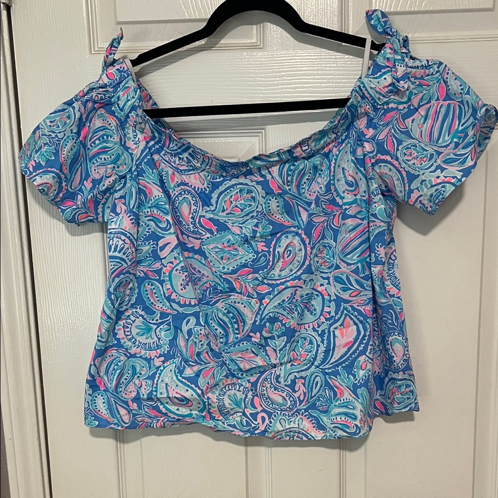 Lilly Pulitzer Blue and Pink Paisley Blouse